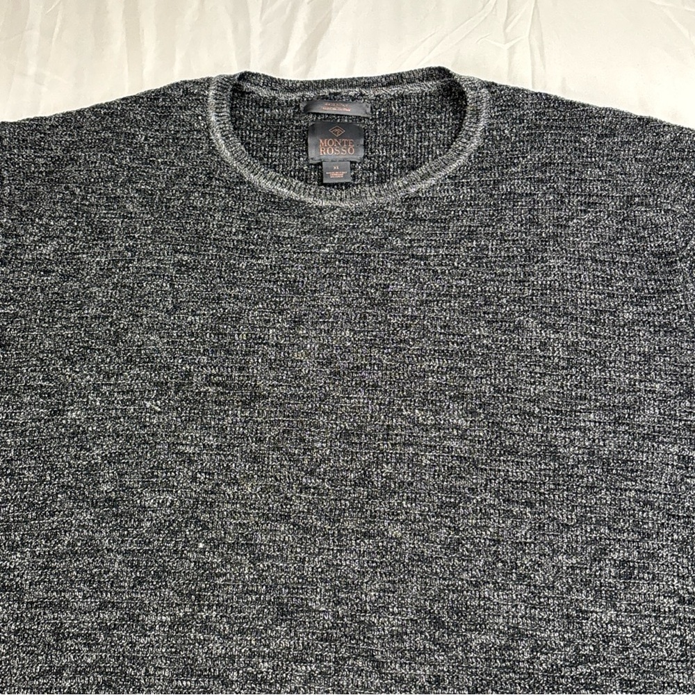Monte Rosso Men’s Charcoal Crewneck Sweater Italy Wool Cotton XL